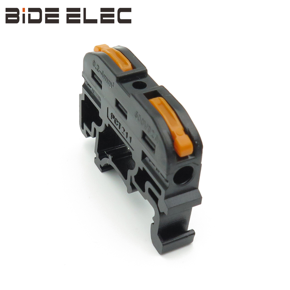 PCT-211B黑色UK接线排快速对接端子DIN35导线连接器